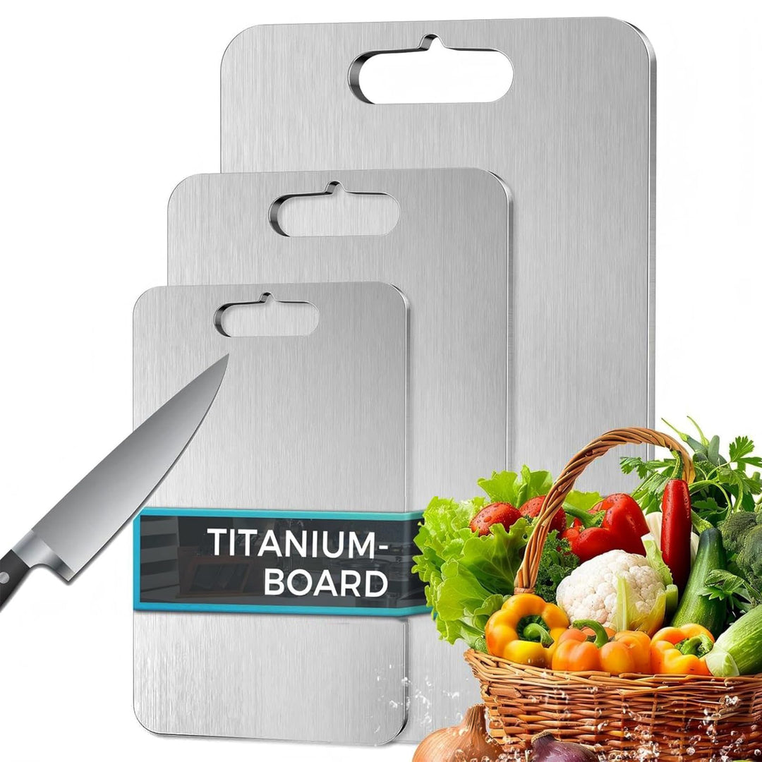 3 Stück Verdickt Titan Schneidebrett, S316 Edelstahl Titanium Cutting Board, Doppelseitiges Lebensmi
