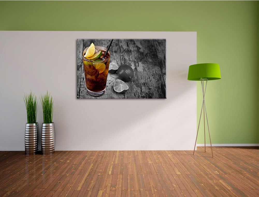 Cuba Libre mit vielen Limetten schwarz/weiss Format: 100x70 auf Leinwand, XXL riesige Bilder fertig