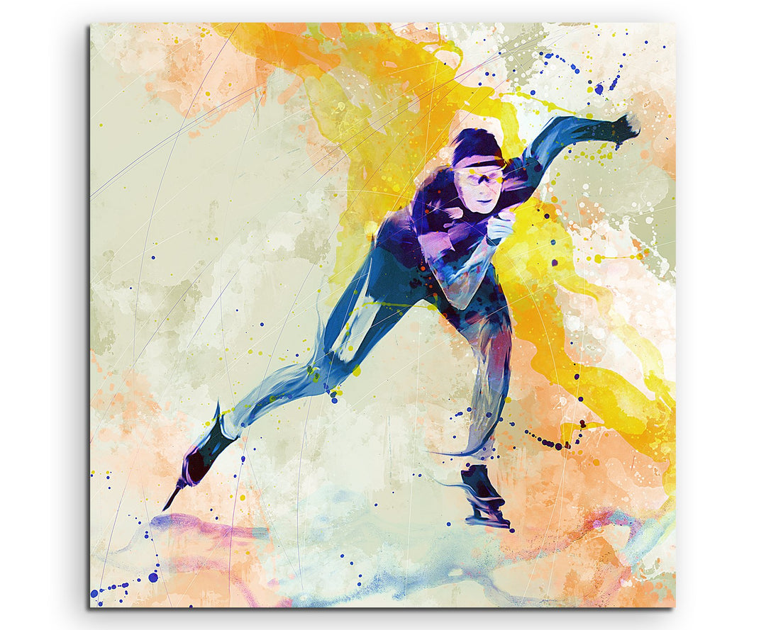 Eisschnelllauf 60x60cm Wandbild SPORTBILD Aquarell Art tolle Farben von Paul Sinus