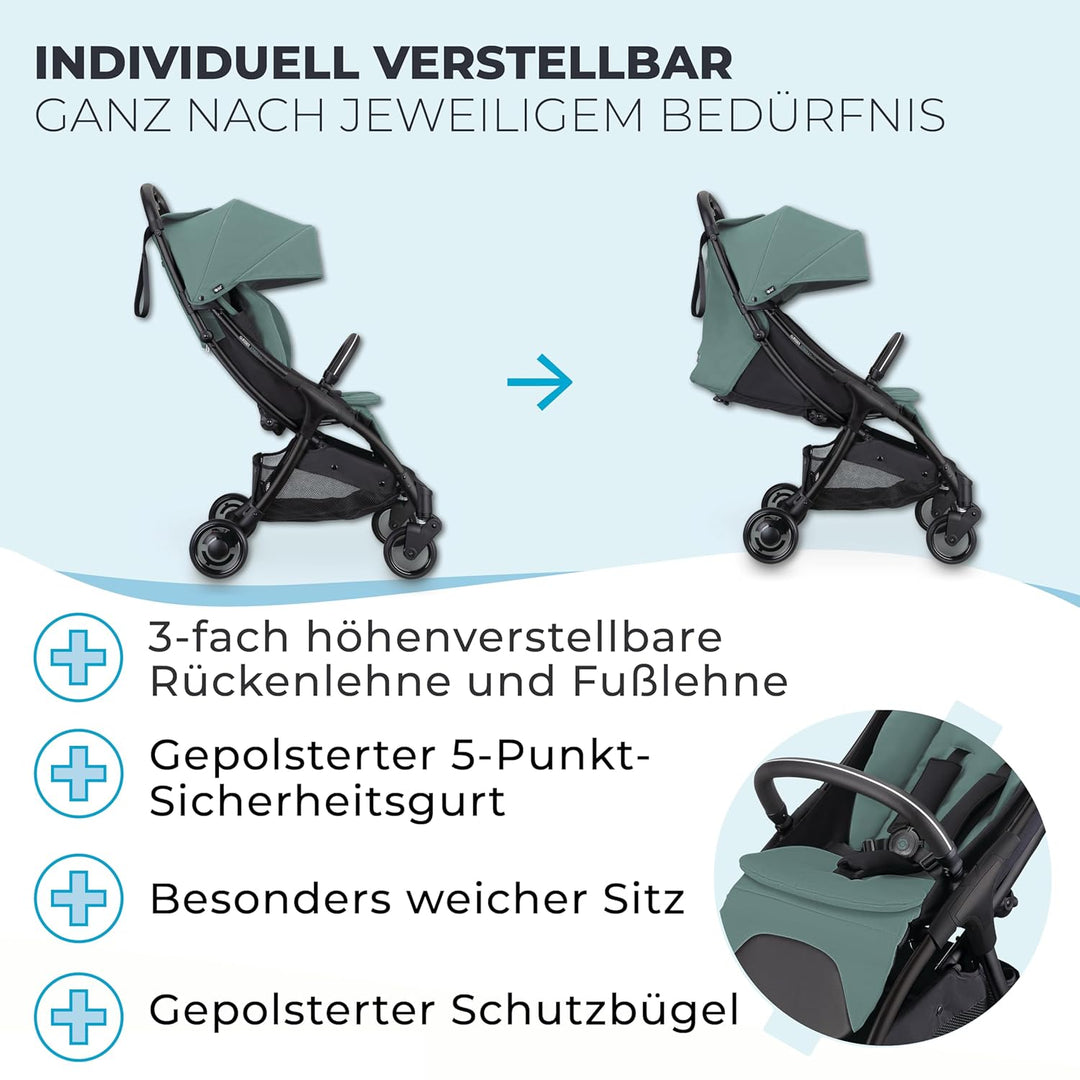 GLOBBER STROLL LITE Kinderwagen – Baby Stroller bis 22 kg - Buggy klein zusammenklappbar - Reisebugg