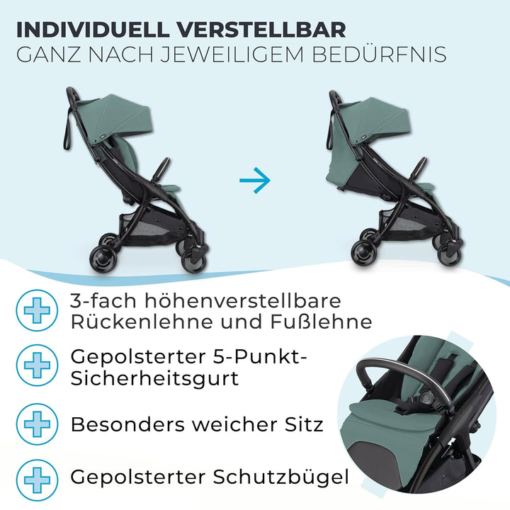 GLOBBER STROLL LITE Kinderwagen – Baby Stroller bis 22 kg - Buggy klein zusammenklappbar - Reisebugg