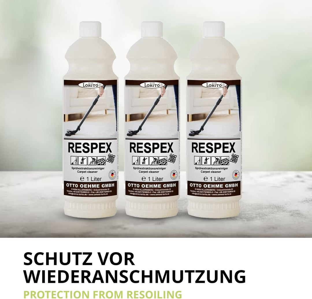 Lorito Teppichreiniger Respex 265 3 x 1 Liter, geeignet für Dampfreiniger und Sprühextraktionsgeräte