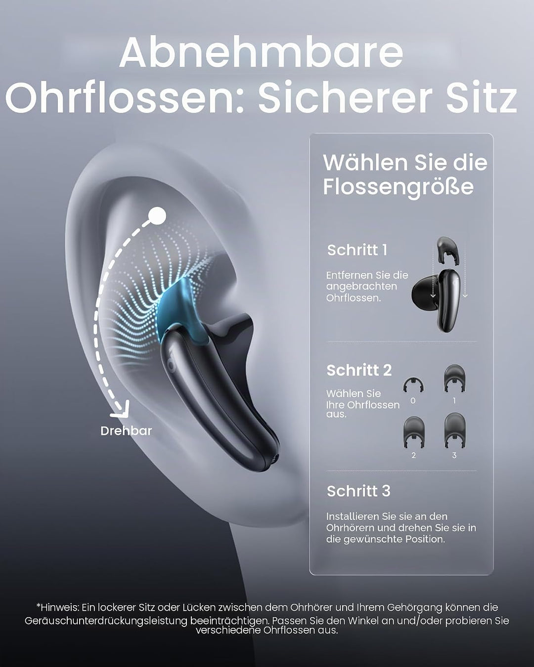 soundcore Liberty Buds by Anker, Semi-In-Ear-Design, Abnehmbare Ohrflügel, Adaptives Noise Cancellin