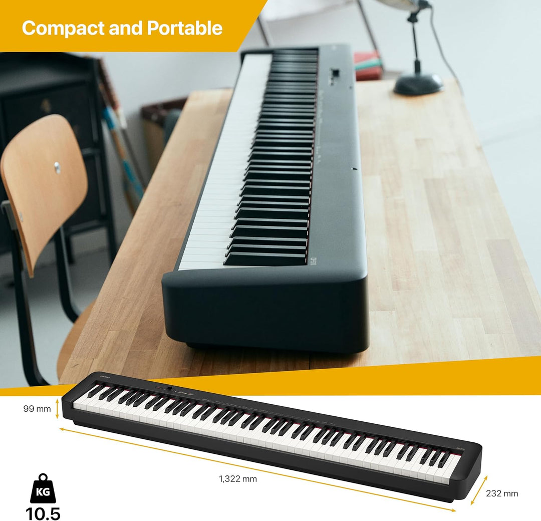 Casio CDP-S110BK Digitalpiano mit 88 gewichteten Tasten, schwarz Schwarz Single, Schwarz Single