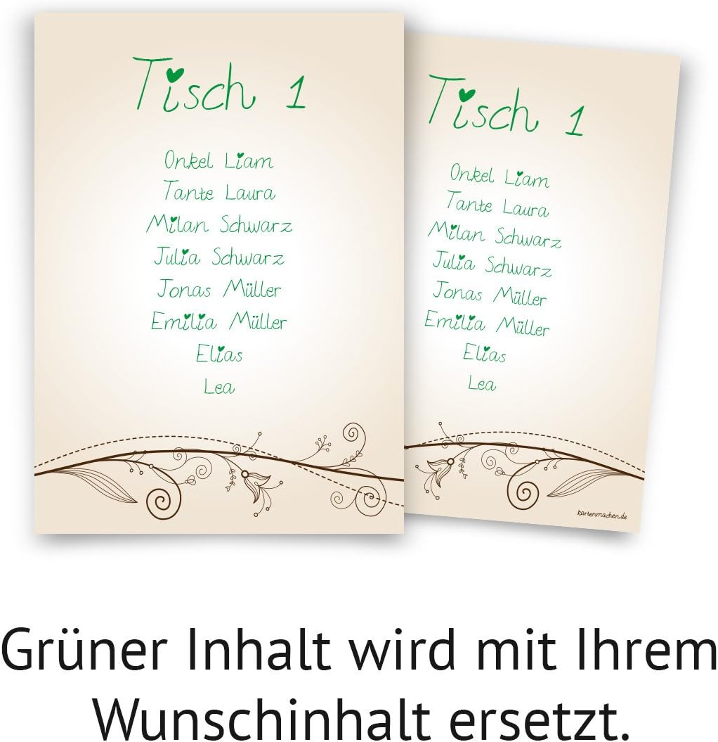 8 x Hochzeit Tisch Sitzplan Sitzordnung individuell - Liebesbaum, 8
