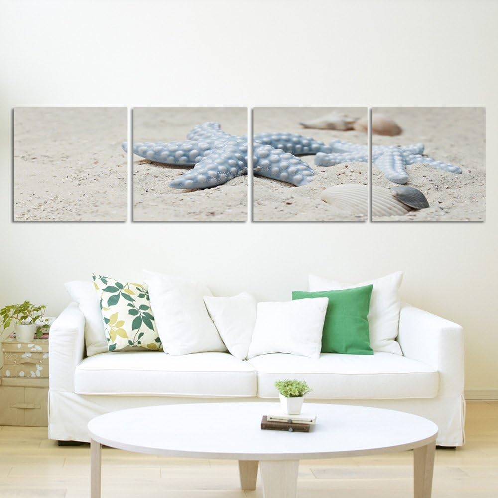 Feeby. Leinwandbild, Bilder, Wand Bild - 4 Teile - Panoramabild, Wandbilder, Kunstdruck 80x20 cm, ST