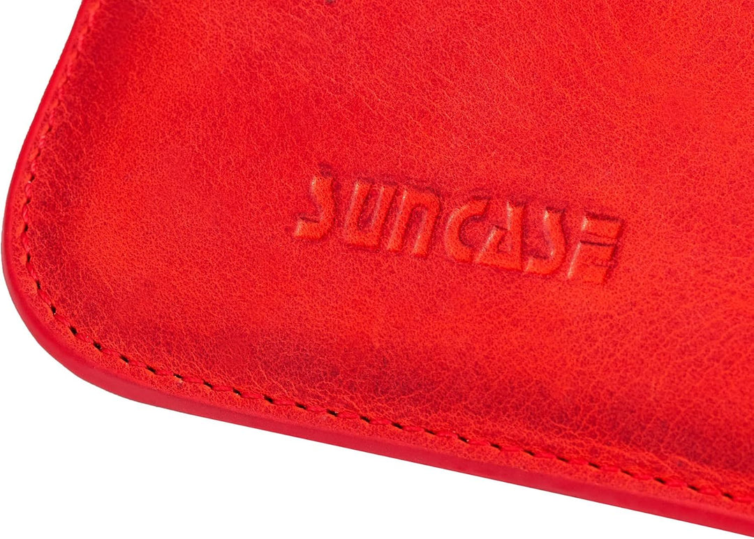 Suncase Original Leder Etui kompatibel mit iPhone 16 Pro (6,3 Zoll) Hülle Tasche Ultra Slim Ledertas