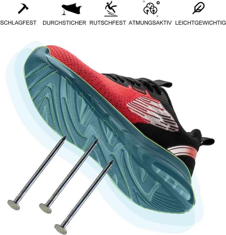 tqgold Sicherheitsschuhe Herren Damen Leicht Arbeitsschuhe Sportlich Schutzschuhe Stahlkappenschuhe