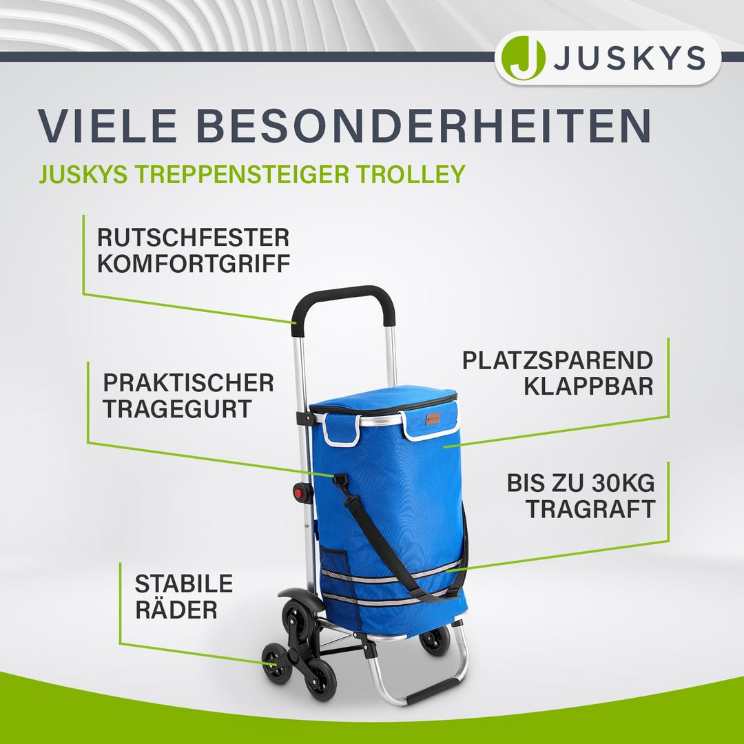 Juskys 3in1 Einkaufstrolley für Treppen - 56 L, modern & klappbar - Treppensteiger Trolley zum Shopp