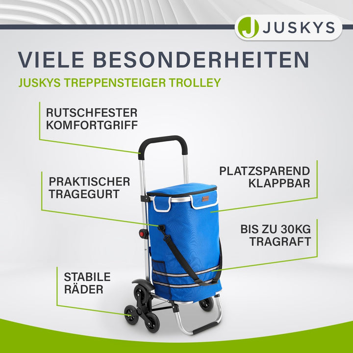Juskys 3in1 Einkaufstrolley für Treppen - 56 L, modern & klappbar - Treppensteiger Trolley zum Shopp