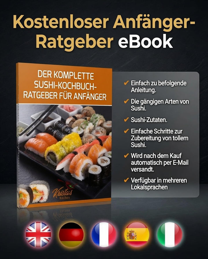 Sushi Set 14-teilig - Bambus Sushi Maker Kit Rollmatte für Anfänger - 2 Matten, 3 Paar Essstäbchen m