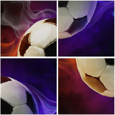 Bilder auf Leinwand 100x70cm Leinwandbild Abstrakt ball flamme fussball Gross Wanddeko Bild Schlafzi