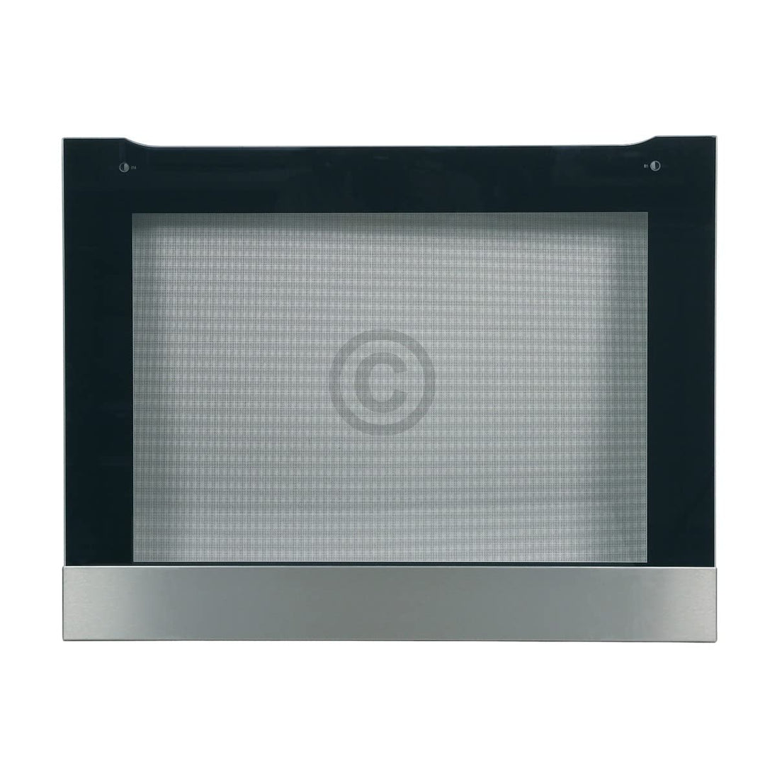 ensipart Aussenfenster für Backofentüre 595x470 mm Frontfenster mit scharzem Rahmen und Edelstahlble