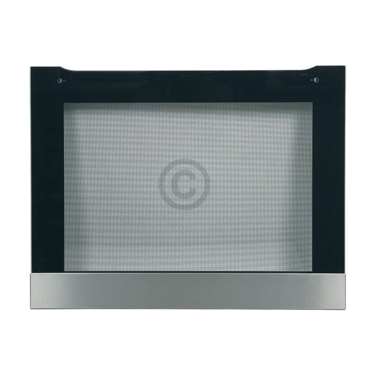 ensipart Aussenfenster für Backofentüre 595x470 mm Frontfenster mit scharzem Rahmen und Edelstahlble