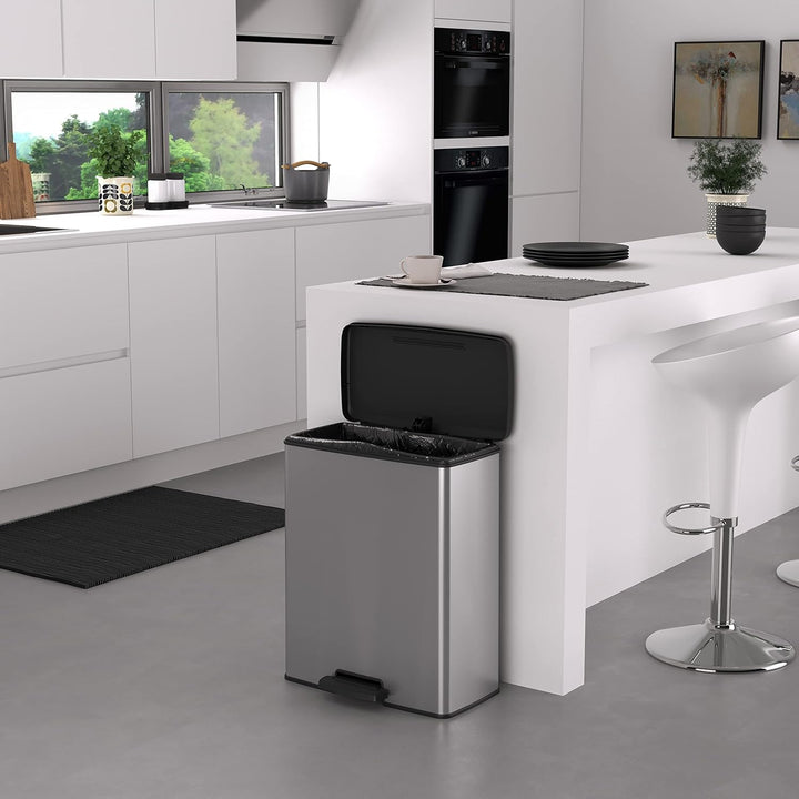 CURVER DECO BIN Mülleimer, Kunststoff, Silber metallic, 65L, Silber metallic