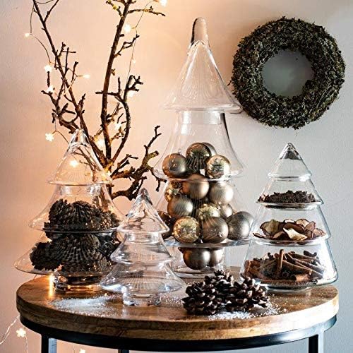 Annastore Dekoglas Tannenbaum H 26 cm zum Öffnen und Selbstbefüllen und Dekorieren - Gebäckschale Gl