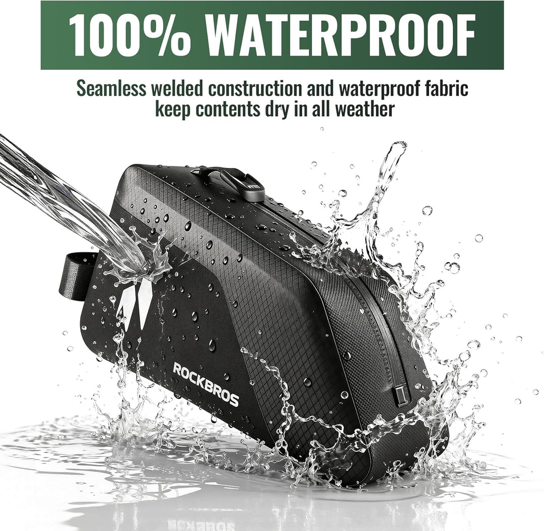ROCKBROS Fahrrad Rahmentasche 100% Wasserdicht 1L, Oberrohrtasche Schlankes Design mit Formstabiler