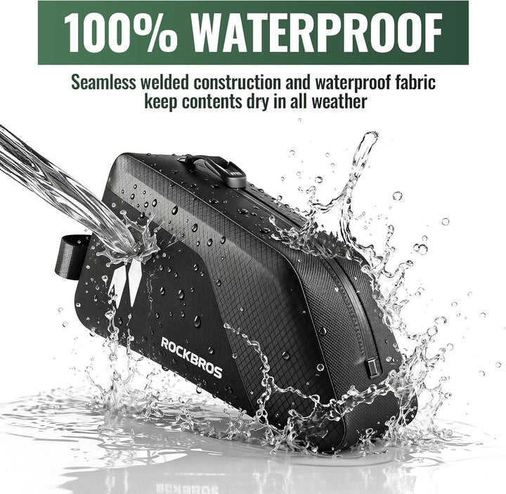 ROCKBROS Fahrrad Rahmentasche 100% Wasserdicht 1L, Oberrohrtasche Schlankes Design mit Formstabiler