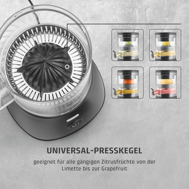 CASO CP 400 Lift - elektrische Zitruspresse, hohe Saftausbeute, BPA-Frei, Universal-Presskegel für a