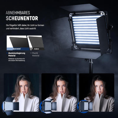 NEEWER 660 LED Videolicht Panel 2 Set mit Stativ: (2) Bi Farbe CRI96+ LED Videoleuchte Fotolicht mit