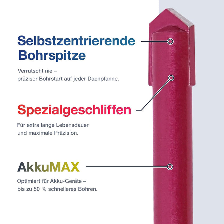 Marcrist RD850 AkkuMAX Dachziegelbohrer 6 mm 10er-Set - Hartmetall-Fliesenbohrer für Dachpfannen, To