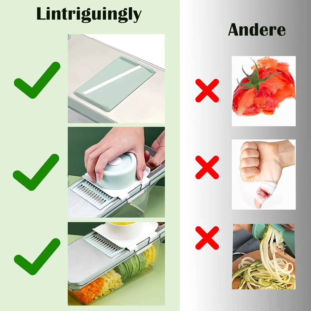 Lintriguingly Gurkenhobel,Grün 6-tlg - Gemüsehobel, Gemüsereibe，Hobel gemüse，Gemüsereibe， Zwiebelsch