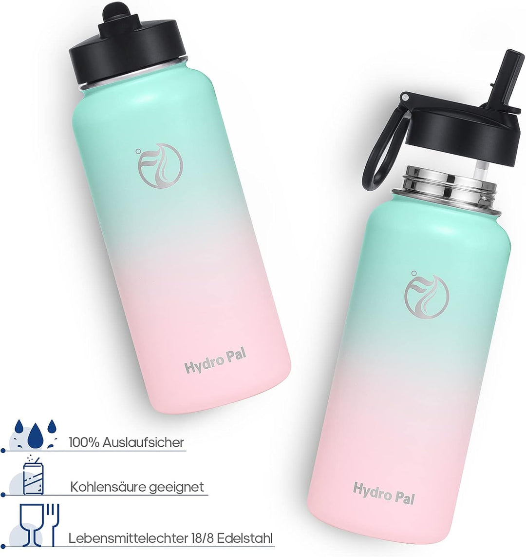HydroPal Edelstahl Trinkflasche - 650ml, 950ml, 1.2L, BPA-Frei, Kohlensäure geeignet, Isolierte Ther