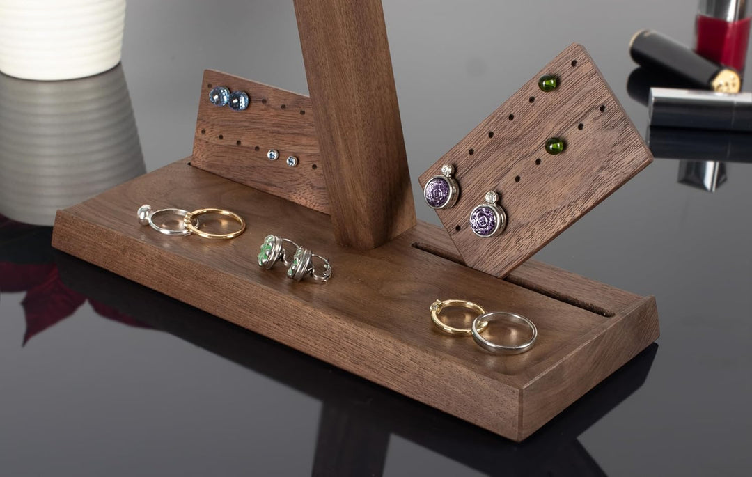 Wood and Steel Design – Schmuck Organizer für Ketten, Ringe, Ohrringe, Ketten, Halsketten und Armbän