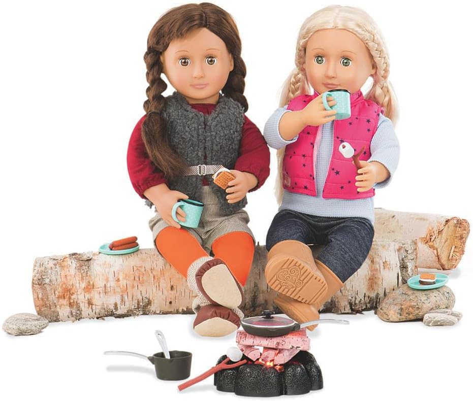 Our Generation - Rund um das Lagerfeuer - Campingset - S'Mores & Lagerfeuer zum Anzünden - 46 cm Pup
