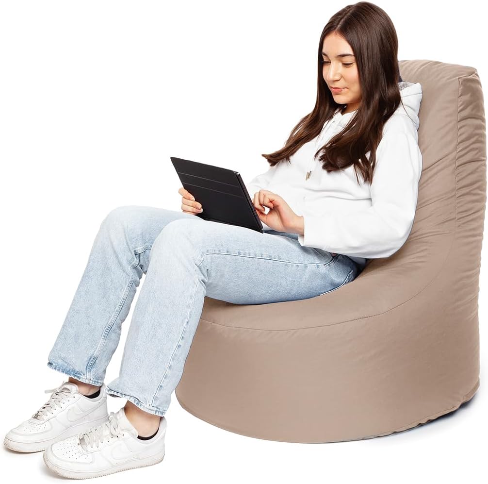 PATCH HOME Gamer Sessel Sitzsack inkl. Würfel Bean Bag Set Ø80cm, 30cm Sitzhöhe, 90cm Höhe + 35x35cm
