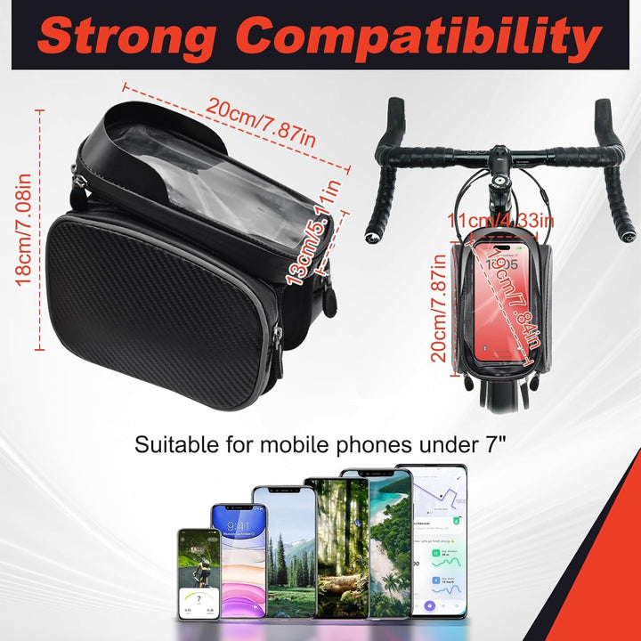 Fahrrad Rahmentasche, Wasserdicht Fahrrad Lenkertasche Oberrohrtasche Bikepacking mit TPU Sensitivem