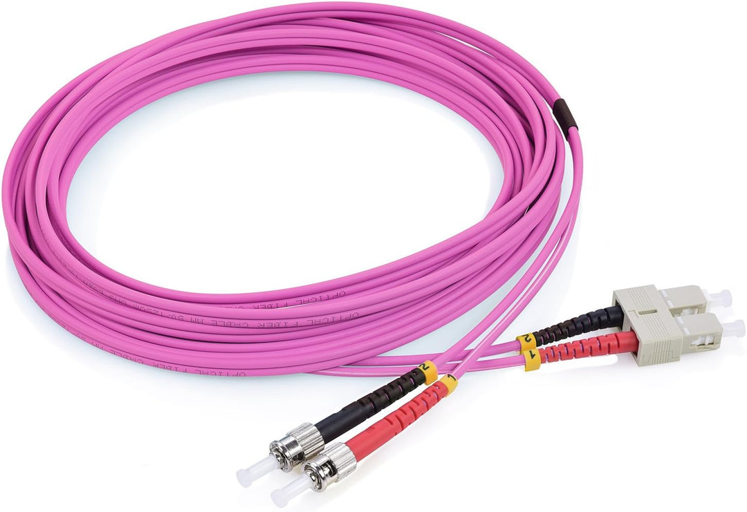 TPFNet 5er Pack 1,5m Glasfaserkabel OM4 Multimode ST/SC Duplex 50/125µm 10 GB 1,50m 5-Stück - 2x ST