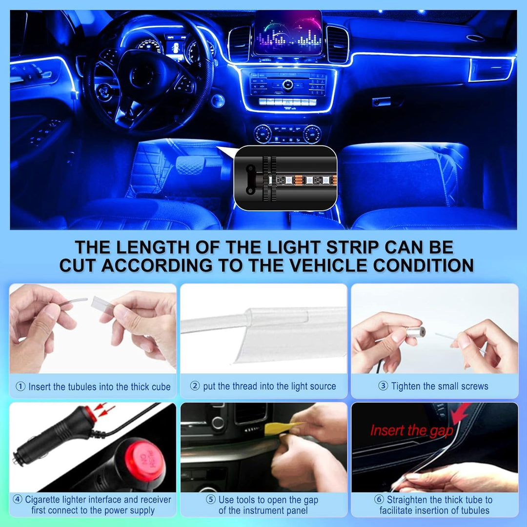 LED Innenbeleuchtung Auto,8M/6 in 1 RGB Auto Innenraumbeleuchtung,12V Led Atmosphäre Licht Auto,App