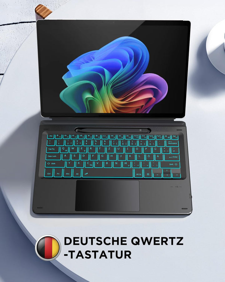 CACOE Bluetooth Tastatur für Surface Pro 12, Ultraslim Keyboard Type Cover für Surface Pro, 7-Farben