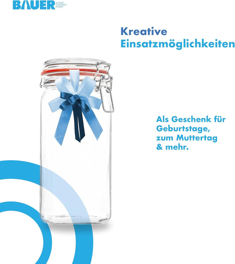 Flaschenbauer- 12 Drahtbügelgläser 1550ml verwendbar als Einmachglas und Fermentierglas, zu Aufbewah
