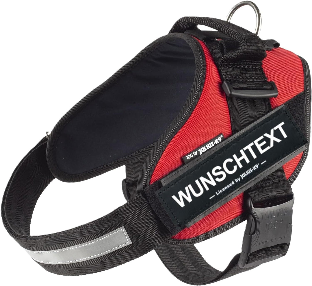 JULIUS K-9 IDC Powergeschirre Rot mit individuelle Klettaufschriften Bundle optionale Grösse, 16IDC+