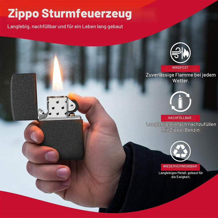 Zippo 236 outdor Black Crackle Lighter, Feuerzeug A 1 - Pack, A 1 - Pack