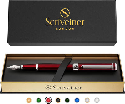 Scriveiner Deep Crimson Red Füllhalter Chromapplikationen, Schmidt-Feder (mittel), bestes Geschenk f