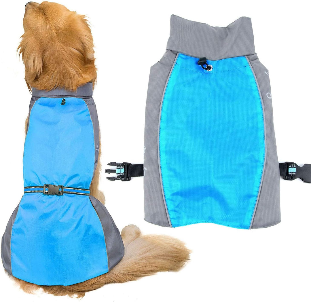Zunea Wasserdichter Regenmantel für Mittelgrosse und Grosse Hunde Reflektierend Regenjacke Leicht Wi