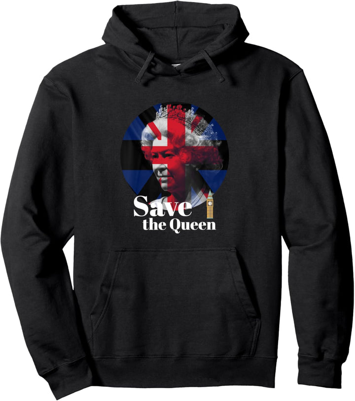 save the queen uk Queen Elizabeth II Union Jack krank Pullover Hoodie