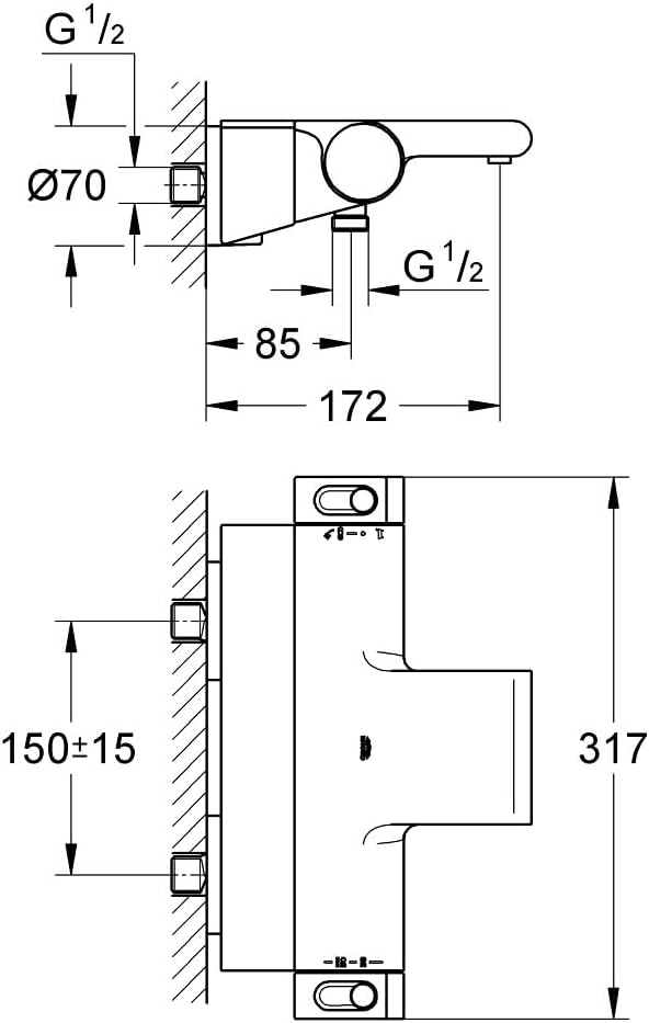 GROHE GRT 2000 | Thermostat-Wannenbatterie | Chrom | 34467001