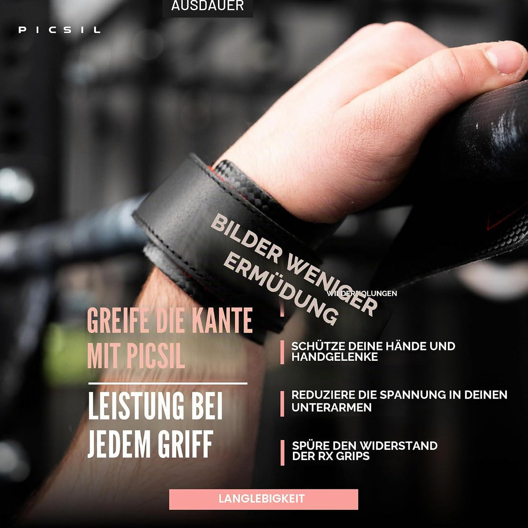 PICSIL RX Hand Grips – Profi‑Griffpolster aus Carbonfaser in Profi‑Qualität, Chalk‑kompatibel & Hand