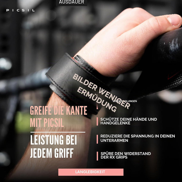 PICSIL RX Hand Grips – Profi‑Griffpolster aus Carbonfaser in Profi‑Qualität, Chalk‑kompatibel & Hand