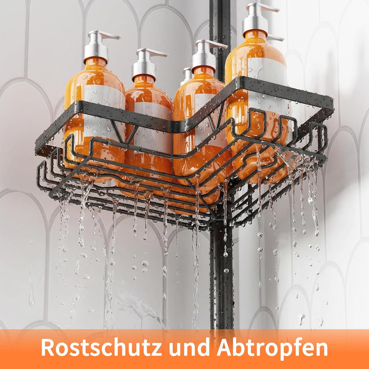 Kegii Teleskop Duschregal Teleskopregal Bad Duschablage Eckregal für Dusche und Badewanne Schwarz Sc