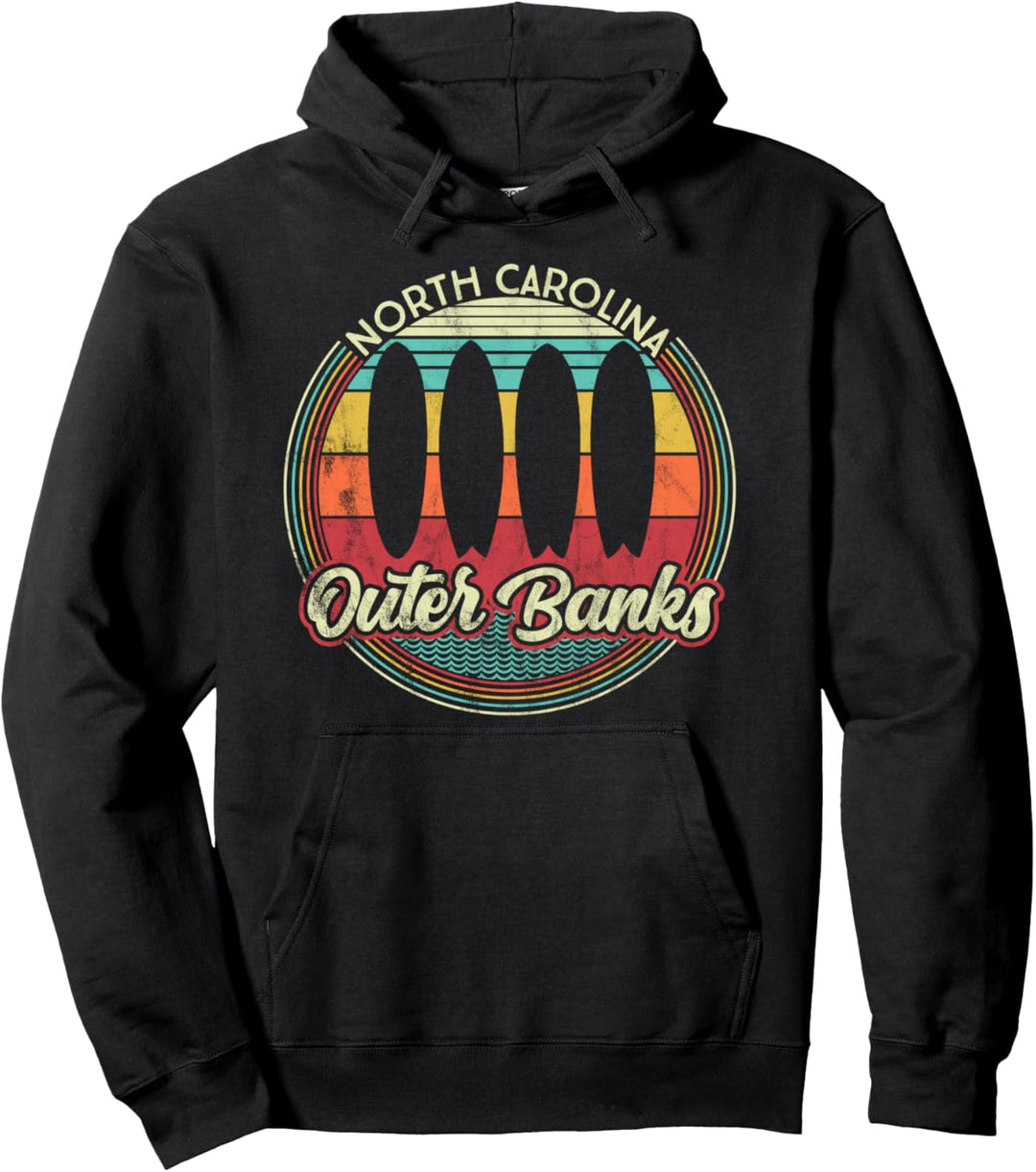 Äussere Banken. Retro Surfbretter - Vintage Surf Pullover Hoodie
