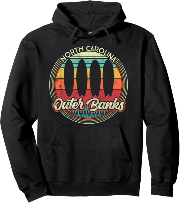 Äussere Banken. Retro Surfbretter - Vintage Surf Pullover Hoodie