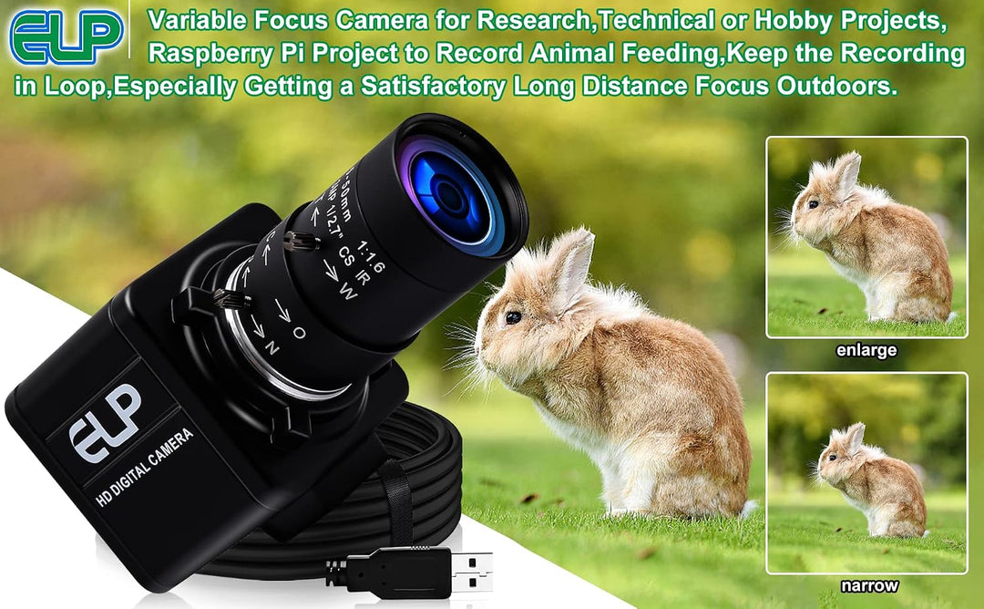G Varifokal USB Kamera 10X Optischer Zoom Webcam,5-50mm Varifocus Objektiv Webkamera,2MP Varifokal W