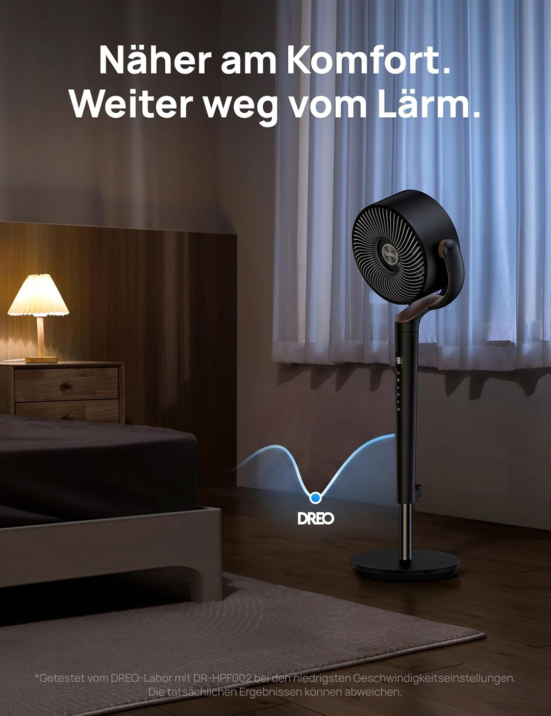 DREO 20dB leiser Standventilator, 120°+120° Omni-direktionale oszillierende Ventilator, 26M Windentf