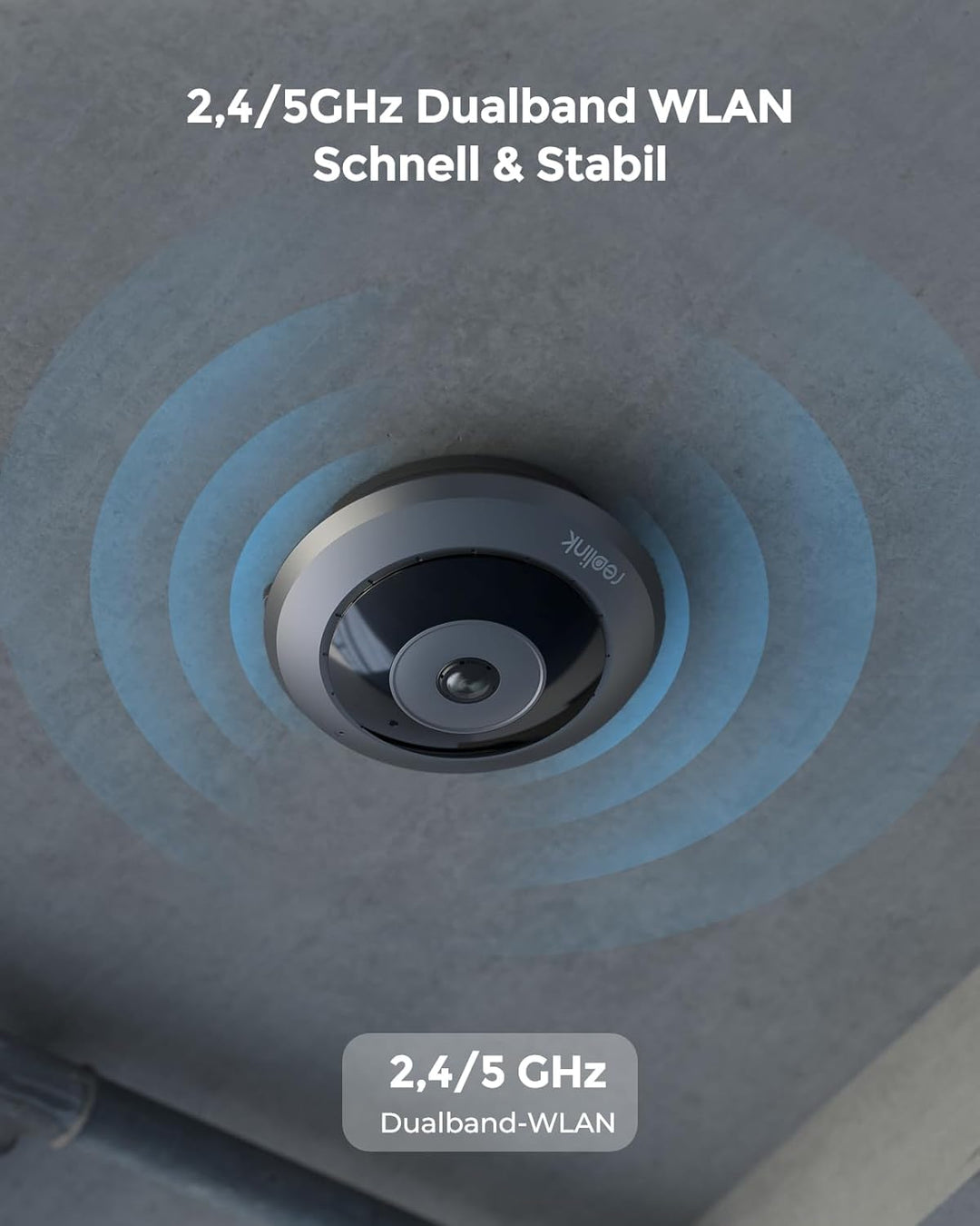 Reolink 6MP WLAN Überwachungskamera Innen, 360° Blick Panorama Fisheye Kamera mit 2,4/5 GHz WLAN, Pe