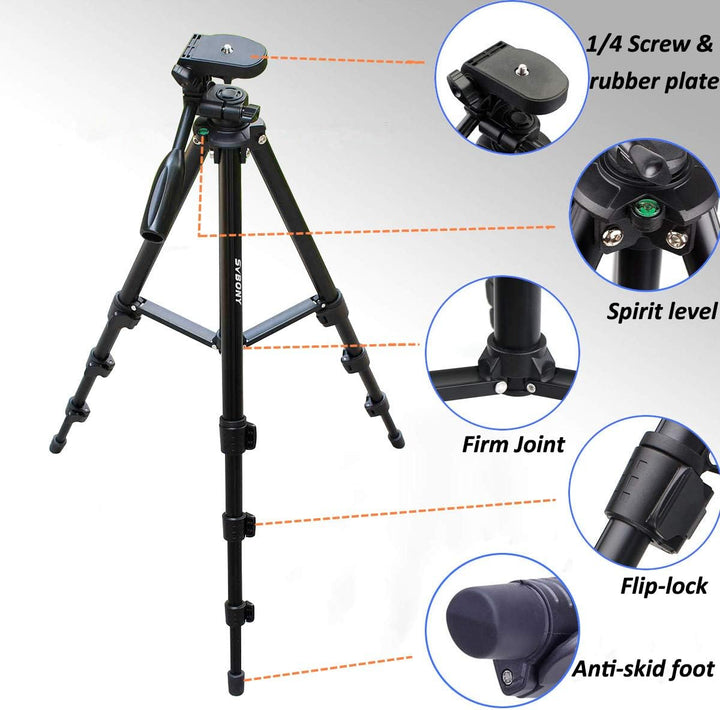 Svbony SV101 Stativkamera, 138cm-Aluminiumstativ Kompaktes, Leichtes Stativfernrohr mit Tragetasche
